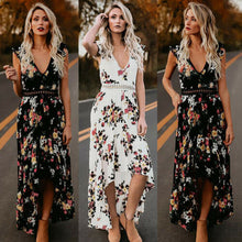 სურათის ჩატვირთვა გალერეის მნახველში, Boho Long Maxi Sexy Backless Floral Sundress
