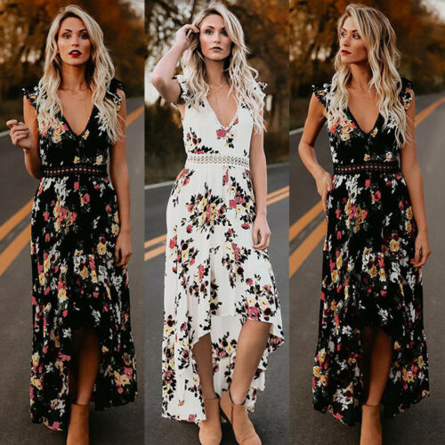 Boho Long Maxi Sexy Backless Floral Sundress