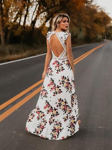 Boho Long Maxi Sexy Backless Floral Sundress