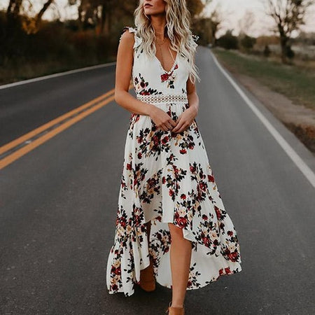 Boho Long Maxi Sexy Backless Floral Sundress