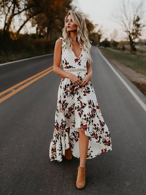 Boho Long Maxi Sexy Backless Floral Sundress