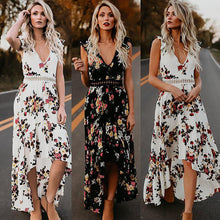 სურათის ჩატვირთვა გალერეის მნახველში, Boho Long Maxi Sexy Backless Floral Sundress
