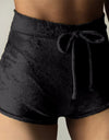 S-XL women velvet drawstring shorts