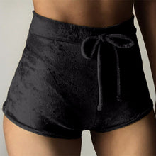 Load image into Gallery viewer, S-XL women velvet drawstring shorts
