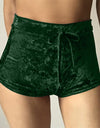 S-XL women velvet drawstring shorts