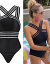 Black Striped One Piece Bikini