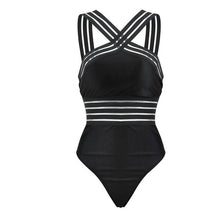 Load image into Gallery viewer, Black Striped One Piece Bikini
