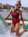 Black Striped One Piece Bikini