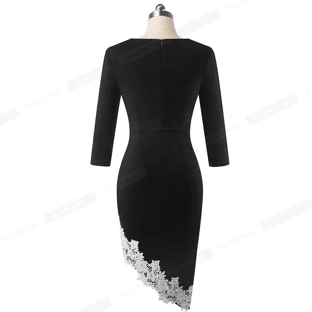 Elegant Embroidery Lace Patchwork Dress - Fashion Damsel
