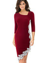 Elegant Embroidery Lace Patchwork Dress - Fashion Damsel