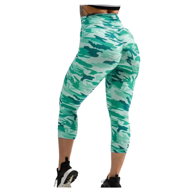 High Waist Push Up Camouflage Jeggings - Fashion Damsel