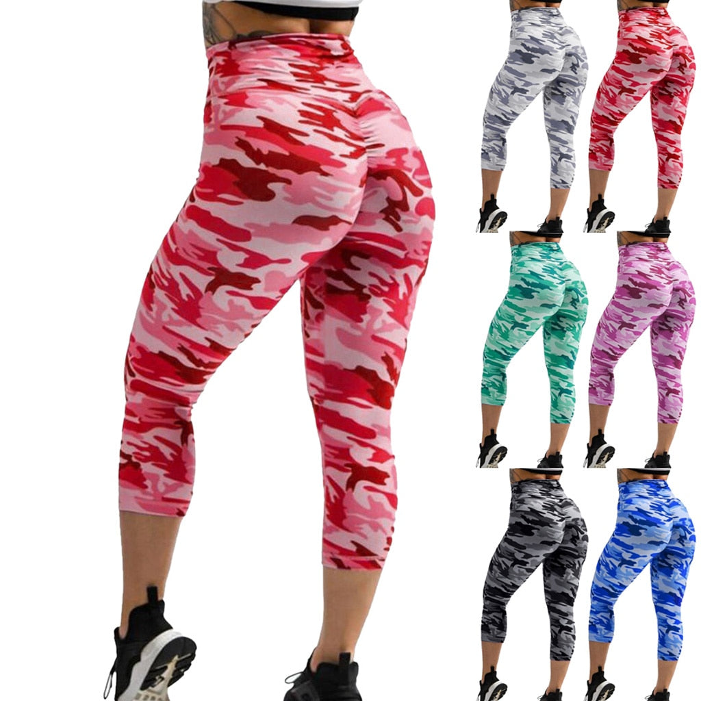 High Waist Push Up Camouflage Jeggings - Fashion Damsel