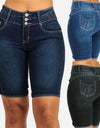 S-5XL High Waist Denim Stretch Slim Knee Shorts