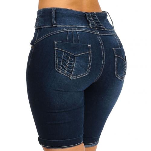 S-5XL High Waist Denim Stretch Slim Knee Shorts