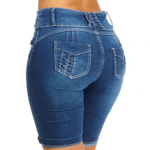 S-5XL High Waist Denim Stretch Slim Knee Shorts