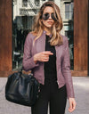 Leather Solid Colors Long Sleeve Jacket - Fashion Damsel