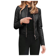 將圖片載入圖庫檢視器 Leather Solid Colors Long Sleeve Jacket - Fashion Damsel
