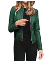Leather Solid Colors Long Sleeve Jacket - Fashion Damsel