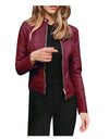 Leather Solid Colors Long Sleeve Jacket - Fashion Damsel