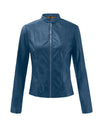 Leather Solid Colors Long Sleeve Jacket - Fashion Damsel