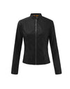 Leather Solid Colors Long Sleeve Jacket - Fashion Damsel
