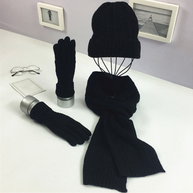 Knitted Autumn Scarf Hat & Glove Set - Fashion Damsel