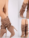Pleated Mid Calf Winter Boots - Fashion Damsel