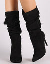 Pleated Mid Calf Winter Boots - Fashion Damsel