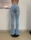 Casual Butterfly Print Flare Jeans Pants