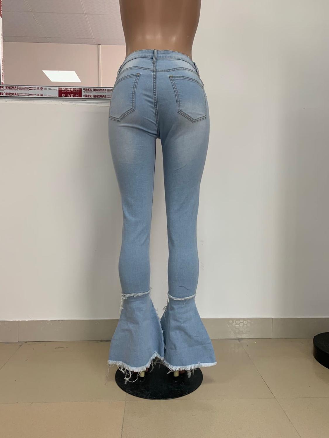 Casual Butterfly Print Flare Jeans Pants