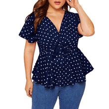 Load image into Gallery viewer, Polka Dot Bow V Neck Blouse - Fashion Damsel
