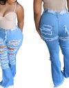 Vintage Flare Jeans with Hole Patchwork