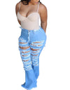 Vintage Flare Jeans with Hole Patchwork