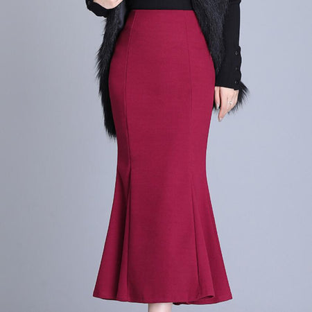 Woolen Mermaid High Waist Trumpet Skirt - Fashion Damsel
