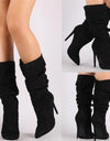 Pleated Mid Calf Winter Boots - Fashion Damsel