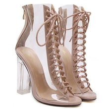 სურათის ჩატვირთვა გალერეის მნახველში, 12CM Transparent Lace Up Open Toe
