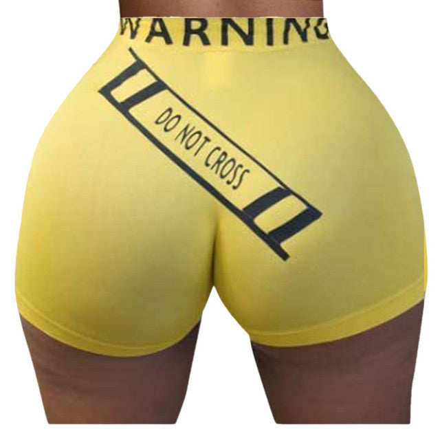 Lette Print Sport Workout High Waist Shorts