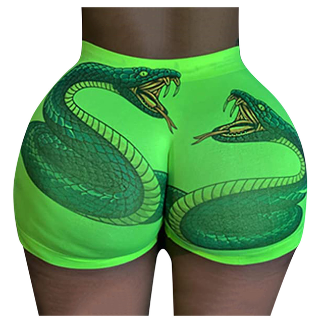 Lette Print Sport Workout High Waist Shorts