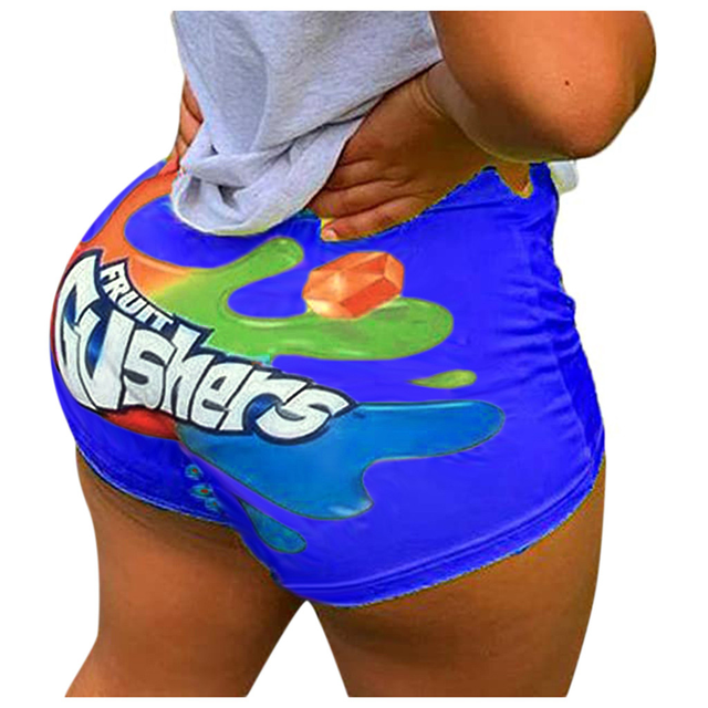 Lette Print Sport Workout High Waist Shorts