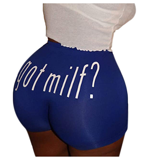 Lette Print Sport Workout High Waist Shorts