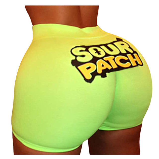 Lette Print Sport Workout High Waist Shorts