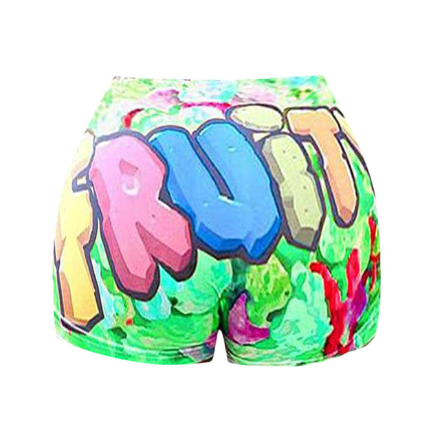 Lette Print Sport Workout High Waist Shorts