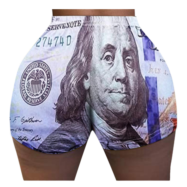 Lette Print Sport Workout High Waist Shorts