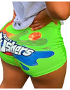 Lette Print Sport Workout High Waist Shorts
