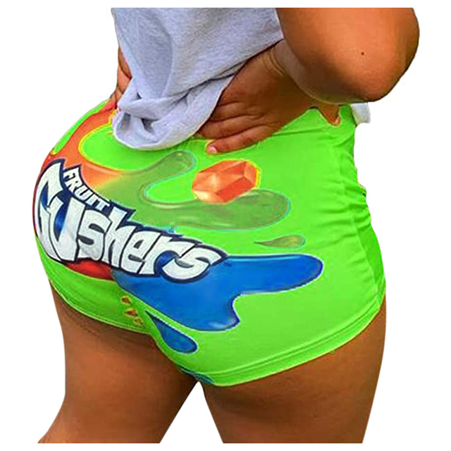 Lette Print Sport Workout High Waist Shorts