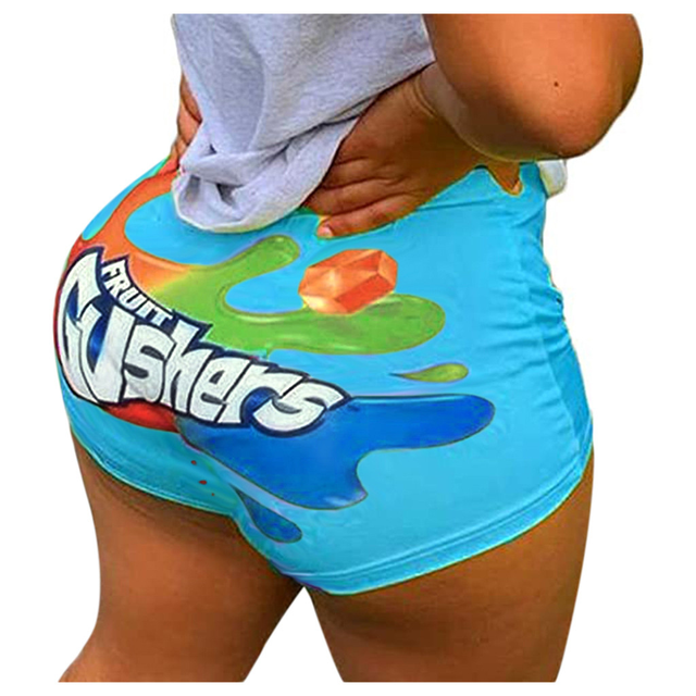 Lette Print Sport Workout High Waist Shorts