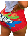 Lette Print Sport Workout High Waist Shorts