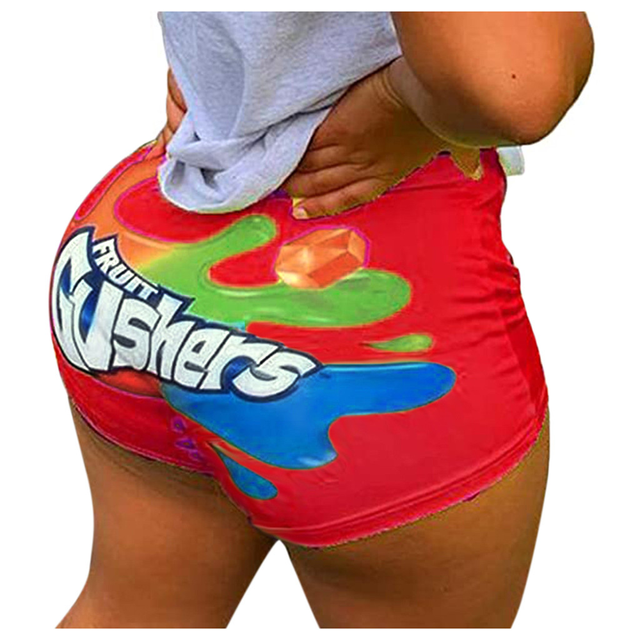 Lette Print Sport Workout High Waist Shorts