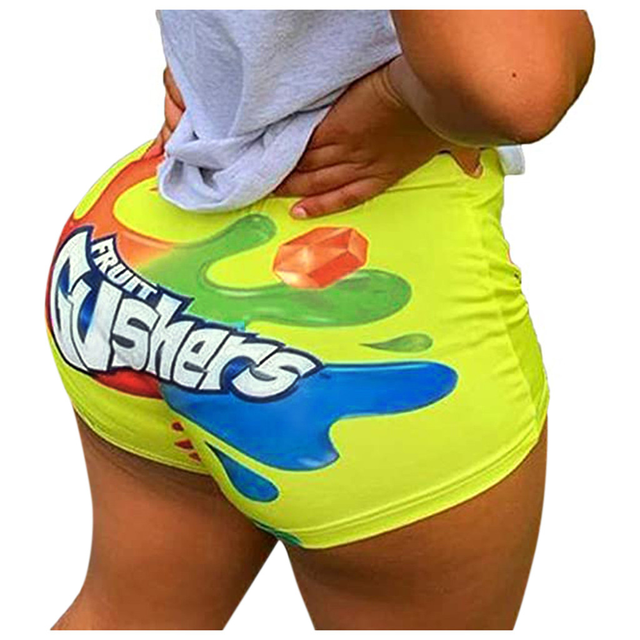 Lette Print Sport Workout High Waist Shorts