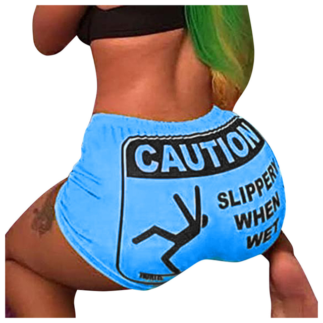 Lette Print Sport Workout High Waist Shorts